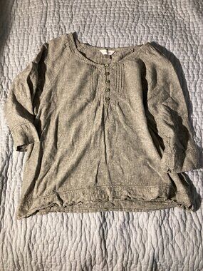 Christopher & Banks linen blend pleated blouse size XL